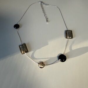 Elegant Black and Gold Silver Tone Necklace